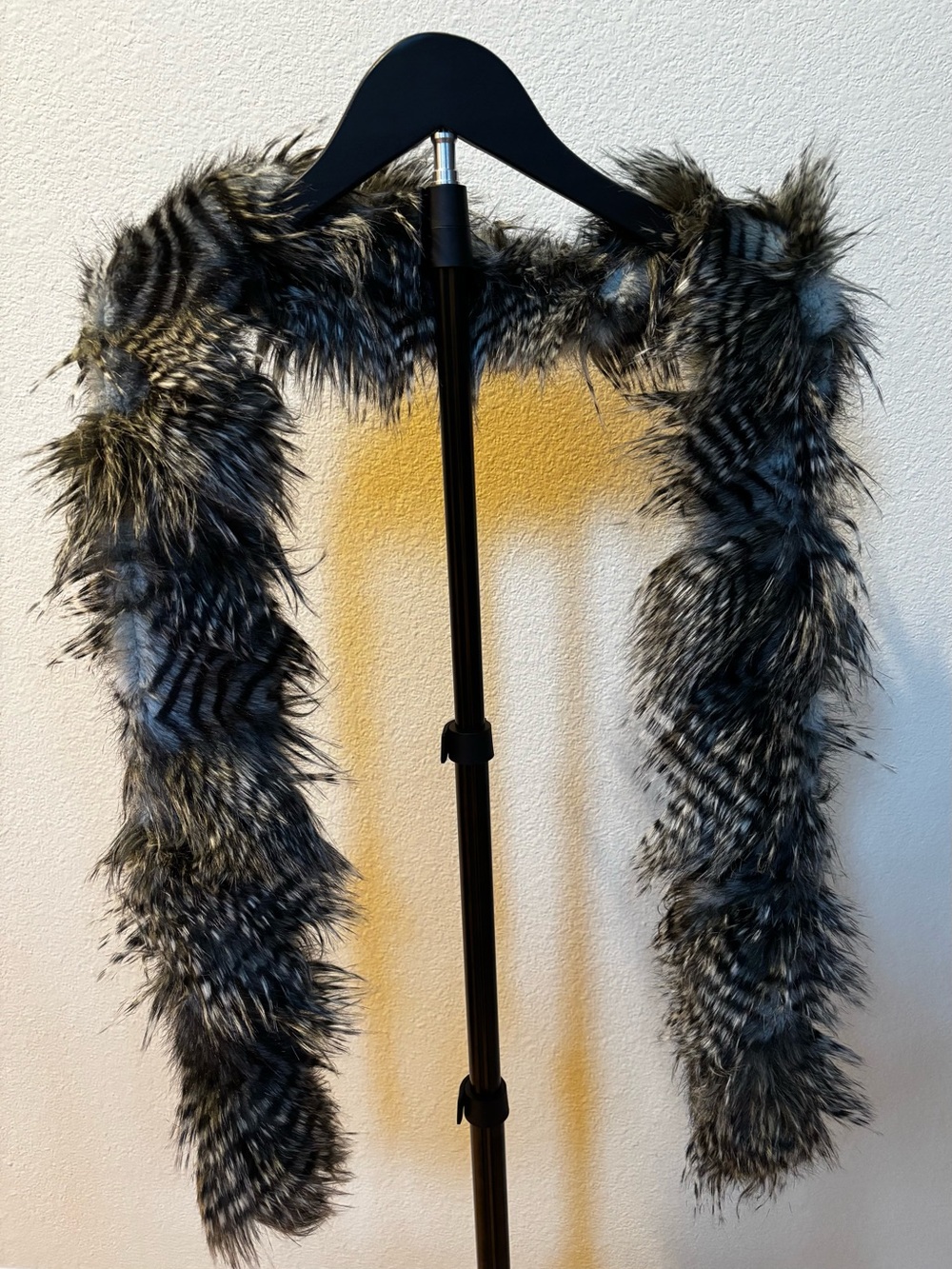 Faux Fur Scarf Stole in Black and Gray